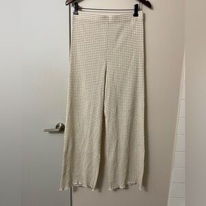 Aritzia Wilfred Cream Checkered Wide Leg Pants